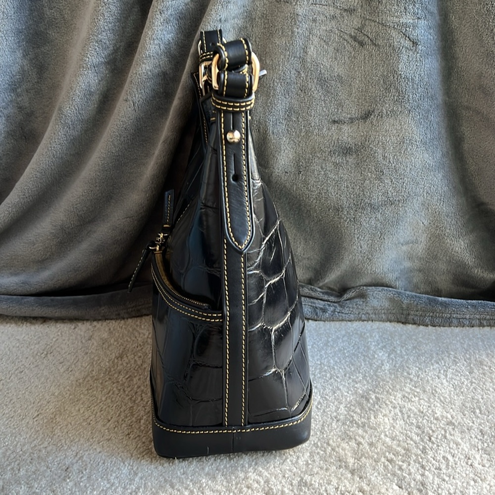 Dooney & Bourke Black Crocodile-Pattern Leather Handbag - Picture 6 of 15